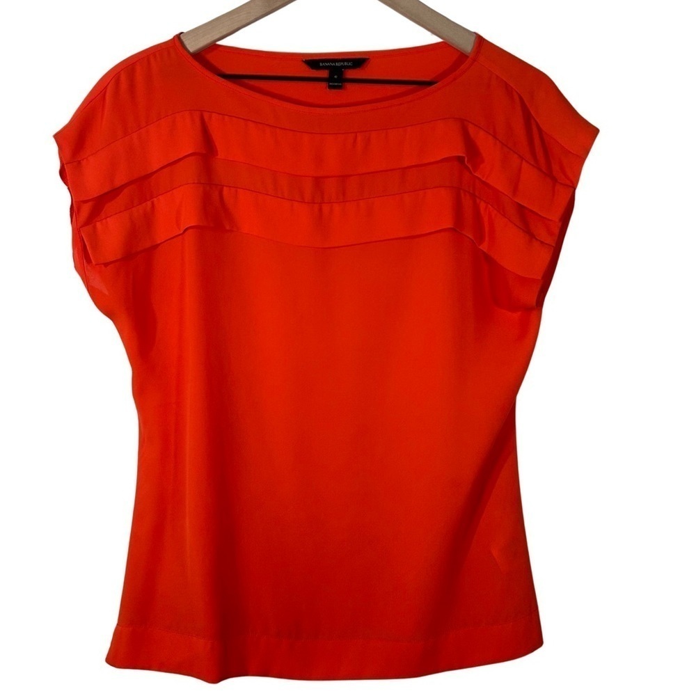 Banana Republic Orange Capsleeve Blouse, Small